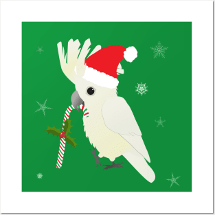 A cute Christmas umbrella cockatoo Posters and Art